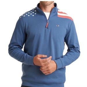 Vineyard Vines Men's Flag Cotton Jersey 1/4 Zip Pullover